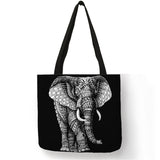 Black Tattoo Print Tote Bags Skull  Bulldog Design