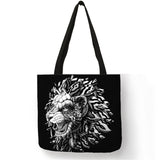 Black Tattoo Print Tote Bags Skull  Bulldog Design