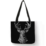 Black Tattoo Print Tote Bags Skull  Bulldog Design