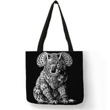 Black Tattoo Print Tote Bags Skull  Bulldog Design