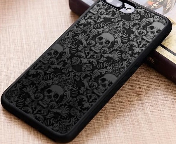 Gothic Skull Pattern Phone Case  For iPhone 11 12 Pro X XR XS MAX 5 6 7 8 Plus Samsung s8 s9 s10