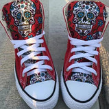 Canvas f\Fabric High-Top Skull Lace-up Sneakers