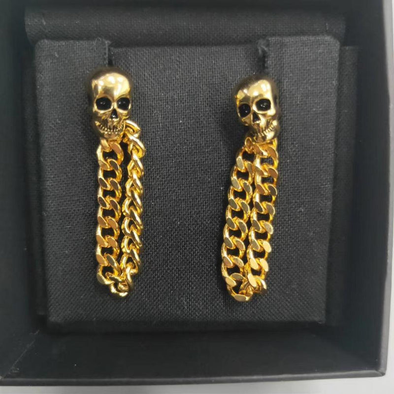 Skull Head Long Tassel Earings