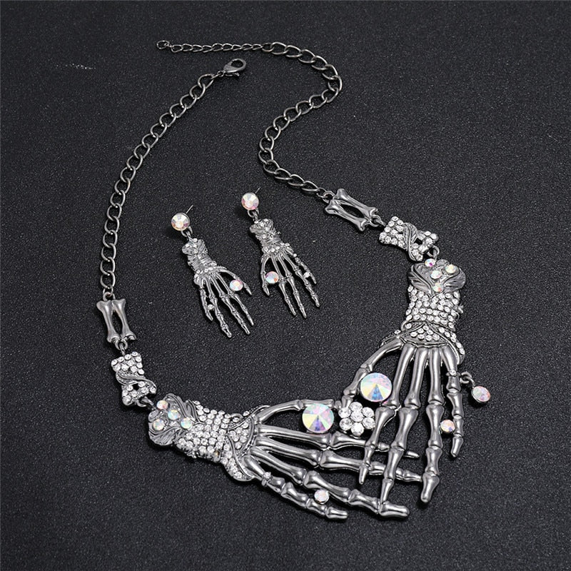 Skull Necklace Earrings Set