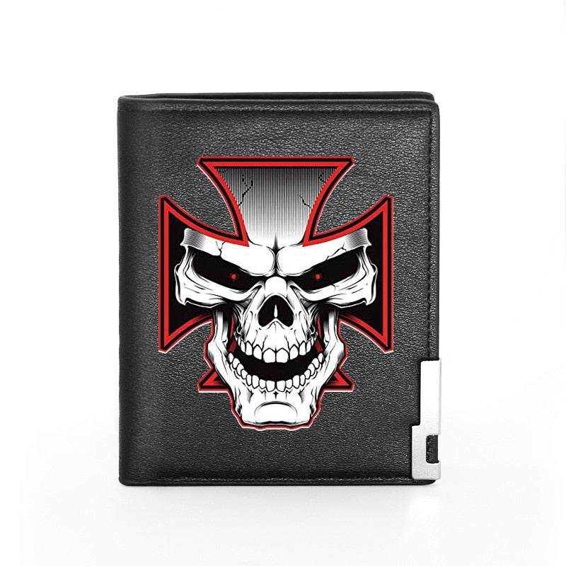 Skull  Printed Black Pu Leather Wallet