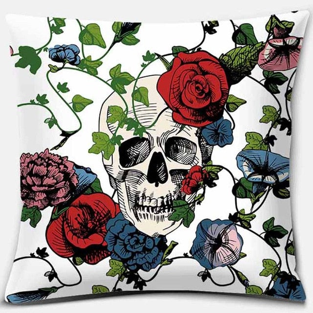 Ivy Sugar Skull Flower Cushion Cover (45cm-45cm)