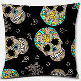 Diamond Sugar Skull Flower Cushion Cover (45cm-45cm)