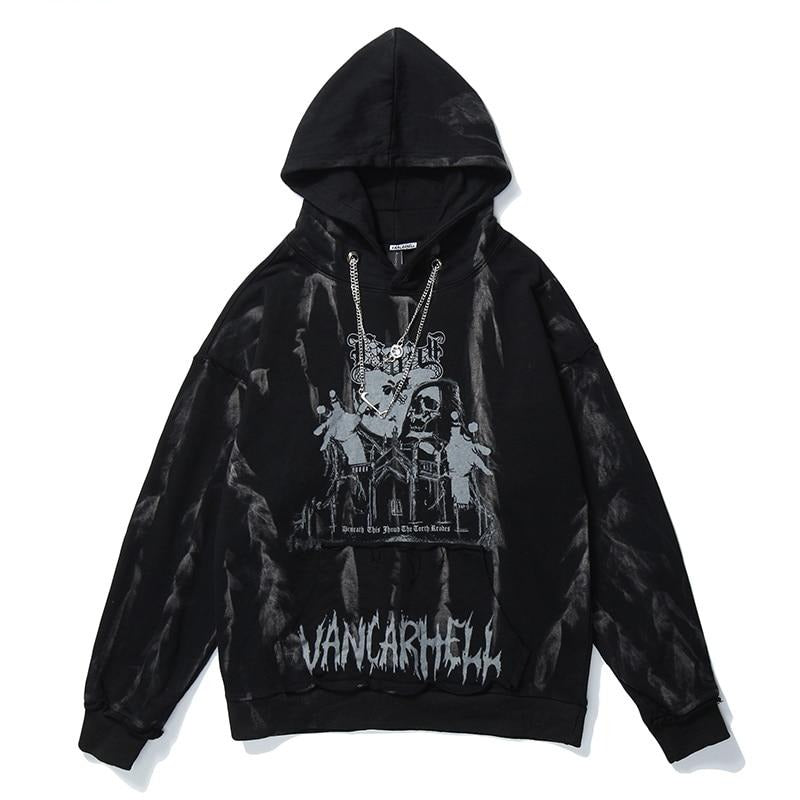 Gothic Skull Print Hoodie Sweatshirt Streetwear