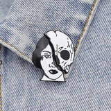 Cool Gothic Half Beauty Half Skull Enamel Pin / Brooch