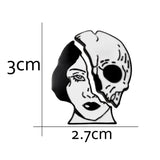 Cool Gothic Half Beauty Half Skull Enamel Pin / Brooch