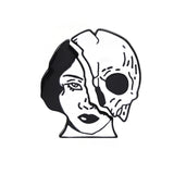 Cool Gothic Half Beauty Half Skull Enamel Pin / Brooch