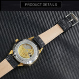 Steampunk Skeleton Automatic Mechanical Watch with Leather Strap