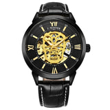 Steampunk Skeleton Automatic Mechanical Watch with Leather Strap
