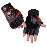 1/2 Fingers Black Skull Motorcycle Gloves