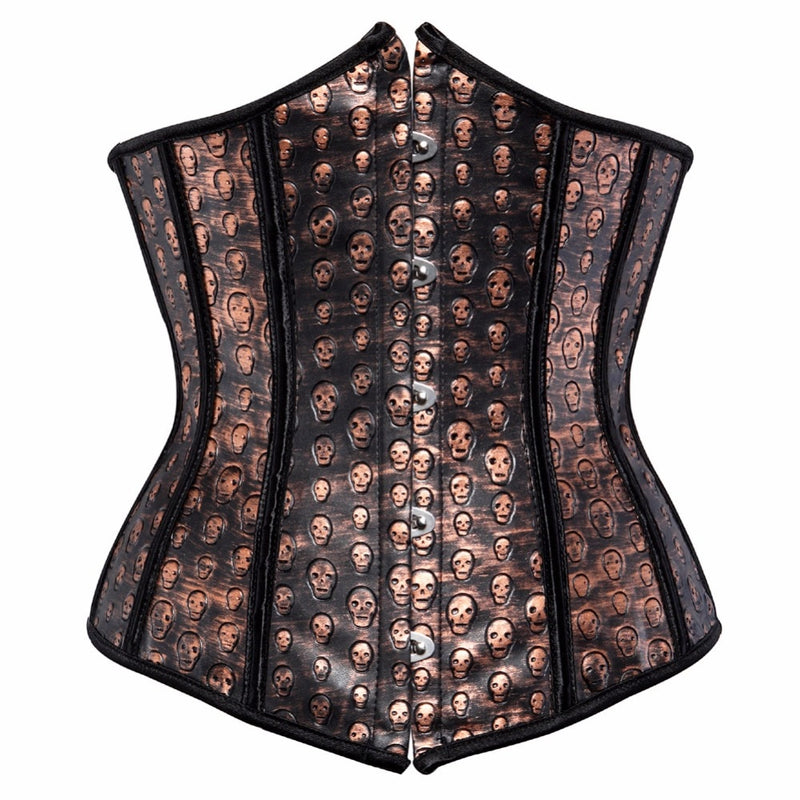 Underbust  Skull Leather Corset Bustier for Burlesque Showgirl