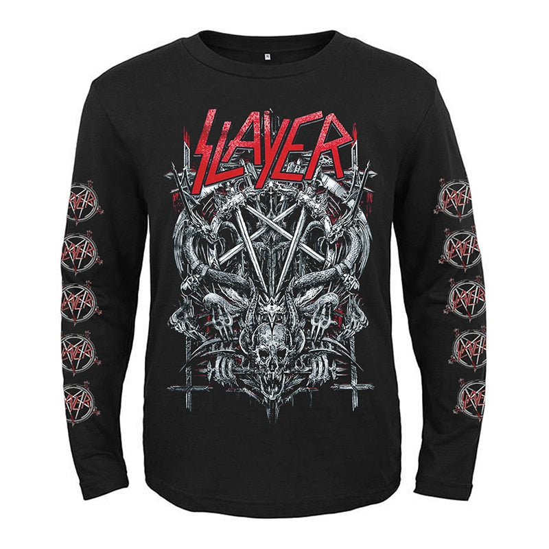Slayer Skull Punk Rock Heavy Thrash Metal Black Pullover