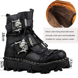 Men's Unique Genuine Leather Ankle Motorcycle Military Combat Boots