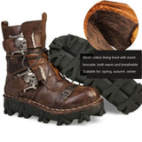 Men's Unique Genuine Leather Ankle Motorcycle Military Combat Boots