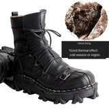 Men's Unique Genuine Leather Ankle Motorcycle Military Combat Boots