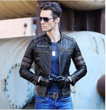 Men's Genuine Leather Coat with Tooled Skull Design