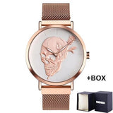 Skull Waterproof Steel Mesh Belt Luminous Wristwatch