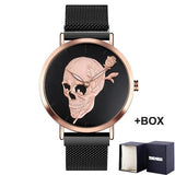 Skull Waterproof Steel Mesh Belt Luminous Wristwatch