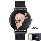 Skull Waterproof Steel Mesh Belt Luminous Wristwatch