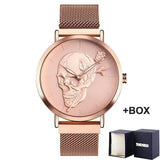 Skull Waterproof Steel Mesh Belt Luminous Wristwatch