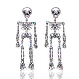 Handmade Luxury Rhinestone  Skeleton Dangle Drop Earrings