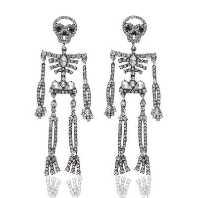 Handmade Luxury Rhinestone  Skeleton Dangle Drop Earrings