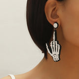 Punk Skeleton Hand Acrylic Earrings for Women