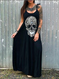 Loose Short Sleeve Full Length Skull Print Dress