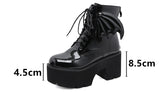 Gothic Angel Wing Patent Leather Platform Boots