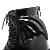 Gothic Angel Wing Patent Leather Platform Boots