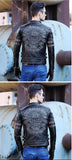 Men's Genuine Leather Coat with Tooled Skull Design