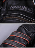 Men's Genuine Leather Coat with Tooled Skull Design