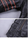 Men's Genuine Leather Coat with Tooled Skull Design