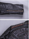 Men's Genuine Leather Coat with Tooled Skull Design