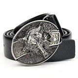 Jeans Split Leather Metal Skull Belt 100-135cm