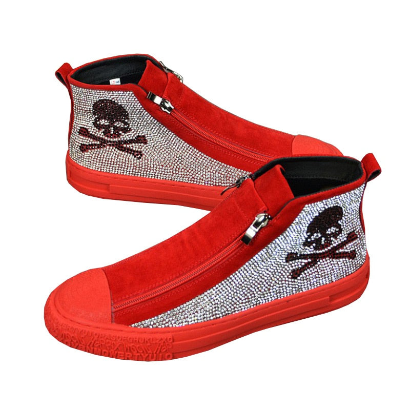 Skull Casual Vulcanized  Diamond Red Sneakers 2021