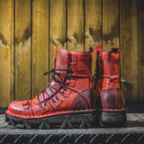Men's Cowhide Genuine Leather Skull Motorcycle Boots