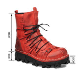 Men's Cowhide Genuine Leather Skull Motorcycle Boots