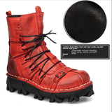Men's Cowhide Genuine Leather Skull Motorcycle Boots
