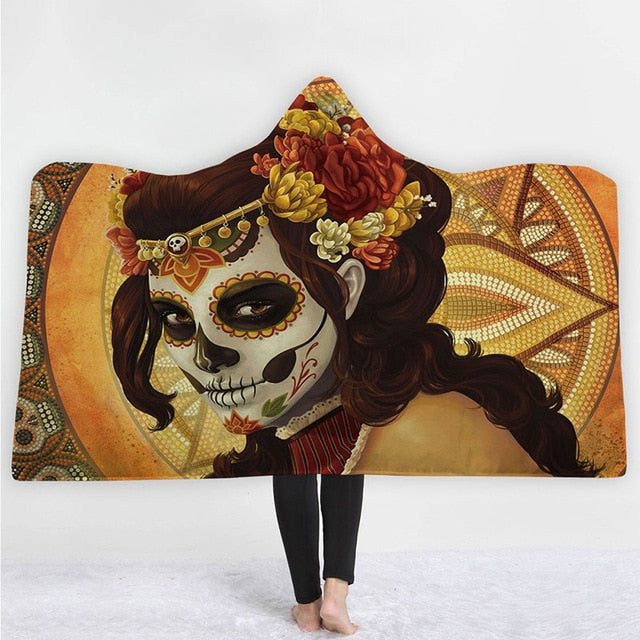 Skull Hooded Blanket for Adult 3D Printed Cartoon