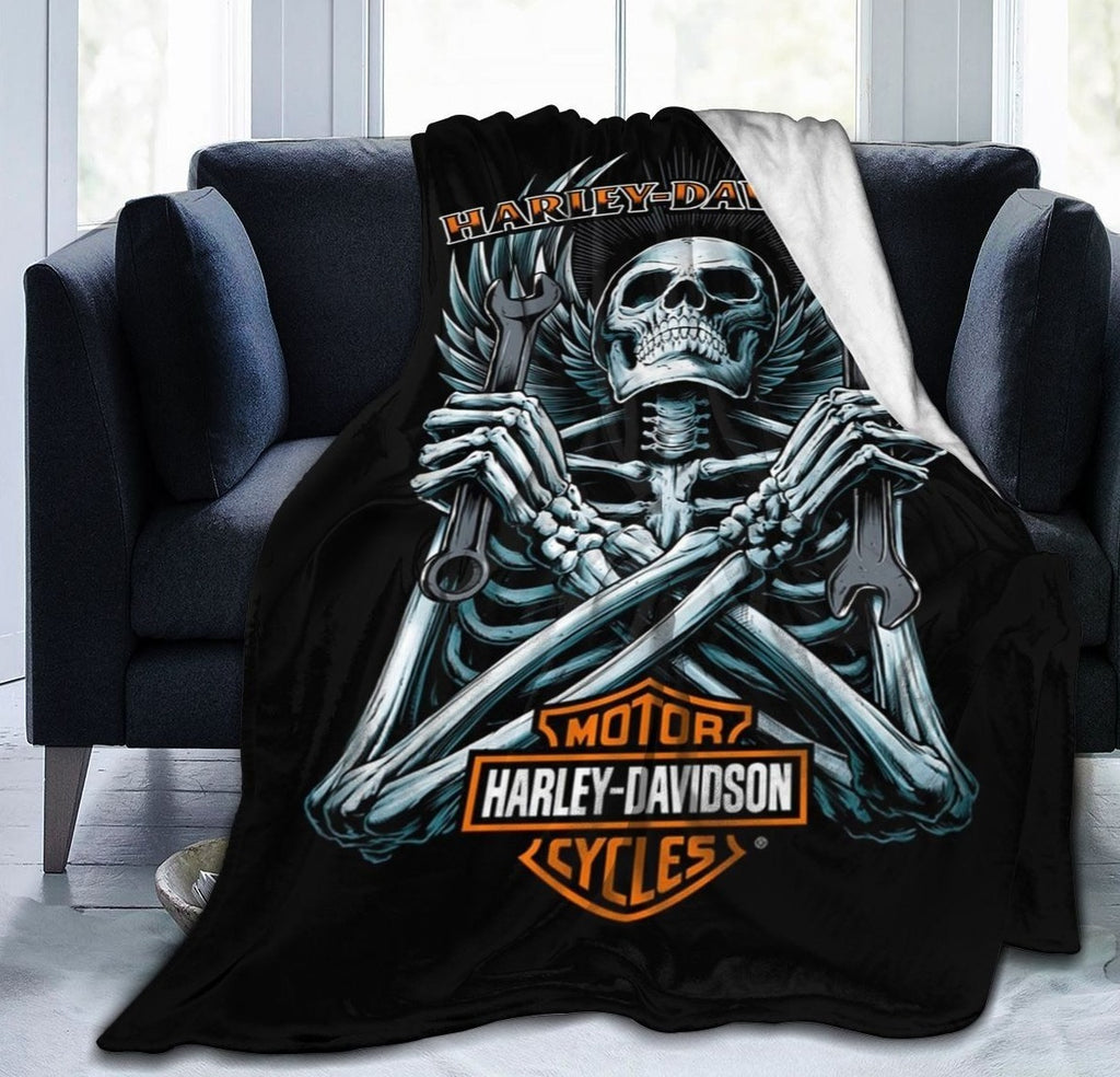 Harley-Davidson 3D 'Angelus Skeleton'  Super Soft Sherpa Blanket