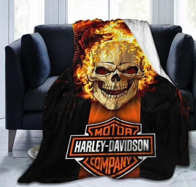 Harley-Davidson 3D 'LIGHT MY FIRE' Super Soft Sherpa Blanket