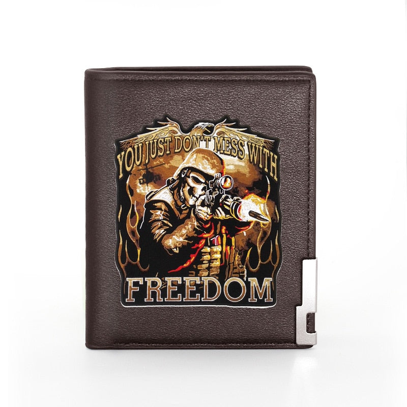 Classic Military Skull Pu Leather Bifold Wallet