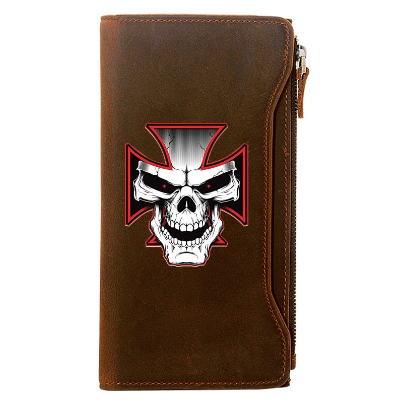 Retro Cross Skull Design Genuine Leather Wallet