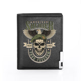 Soldier Skull Black Leather Men's Wallet