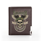 Soldier Skull Black Leather Men's Wallet
